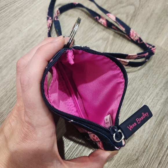 Vera Bradley Flamingo Print Zip ID Holder with Lanyard - Picture 4 of 6
